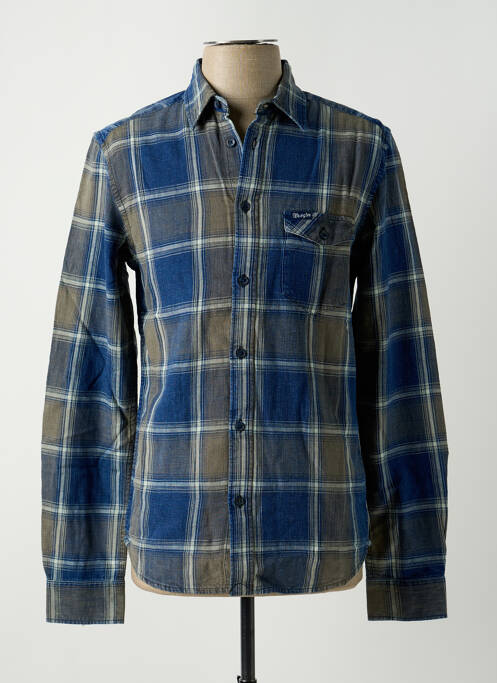 Chemise manches longues bleu WRANGLER pour homme