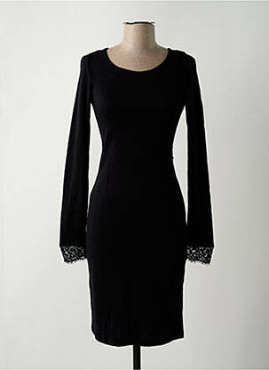 Robe mi-longue manches longues manches longues noir SUGGEST femme