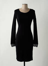 Robe mi-longue manches longues manches longues noir SUGGEST femme