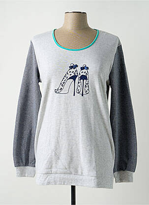 Pull tissage chiné manches longues gris CHRISTIAN CANE femme