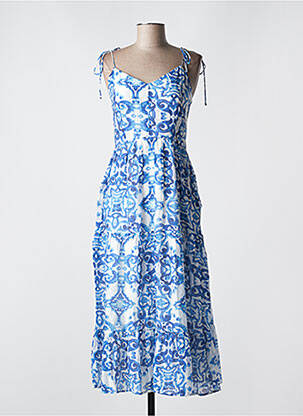 Robe longue manches bretelles ajustables sans manche bleu MD'M femme