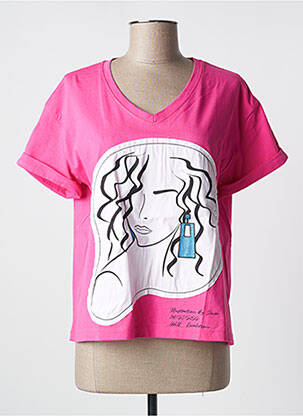 Top stretch manches courtes rose MD'M femme