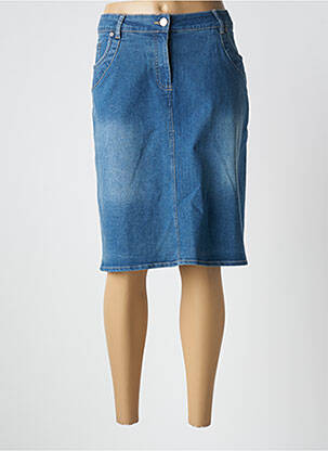 Jupe mi-longue coupe droite bleu ZHENZI femme
