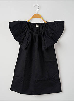 Robe mi-longue manches courtes manches courtes noir RORA fille