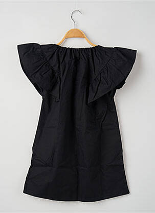 Robe mi-longue manches courtes manches courtes noir RORA fille