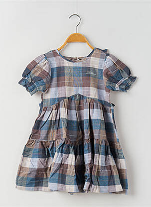 Robe mi-longue manches courtes manches courtes bleu RORA fille