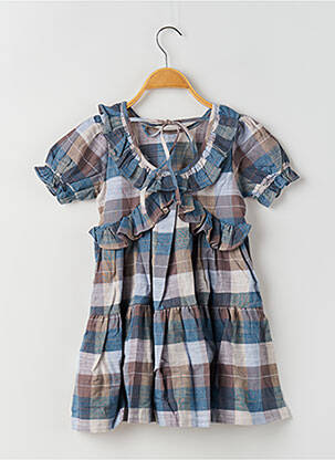 Robe mi-longue manches courtes manches courtes bleu RORA fille