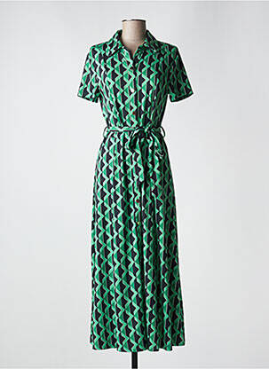 Robe longue manches courtes manches courtes vert BY SWAN femme