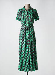 Robe longue manches courtes manches courtes vert BY SWAN femme