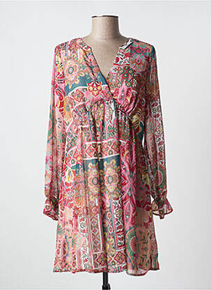 Robe courte coupe fluide manches longues rose LES P'TITES BOMBES femme