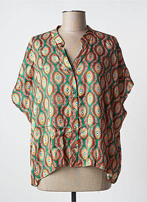 Blouse imprimé fantaisie manches courtes vert PAKO LITTO femme