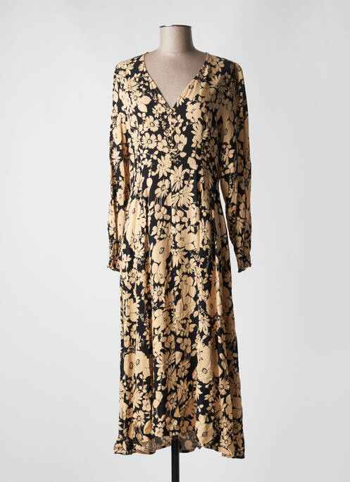 Robe longue imprimé fleurs manches longues beige LES P'TITES BOMBES femme