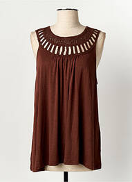 Top tissage jersey sans manche marron B.YOUNG femme