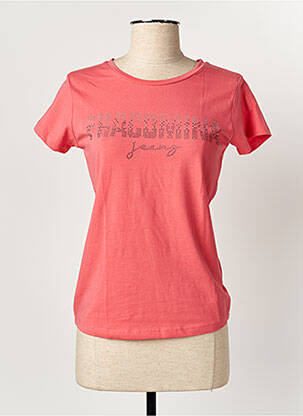 T-shirt sérigraphie avec strass manches courtes rose FRACOMINA femme