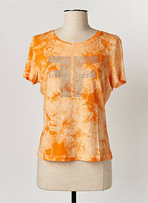 T-shirt sérigraphie avec strass manches courtes orange FRACOMINA femme