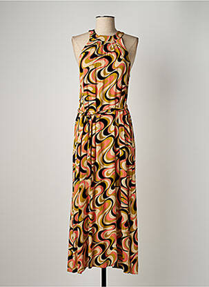 Robe longue imprimé fantaisie fines bretelles orange KING LOUIE femme