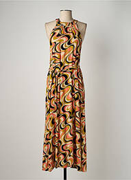Robe longue imprimé fantaisie fines bretelles orange KING LOUIE femme