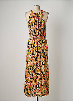 Robe longue imprimé fantaisie fines bretelles orange KING LOUIE femme