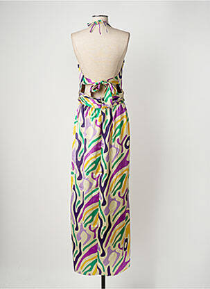 Robe longue imprimé fantaisie fines bretelles violet LPB femme