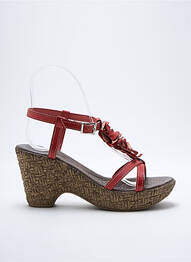 Sandales/nu pieds semi compensé talon de 4 à 6cm rouge SANTAFE femme