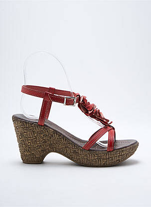 Sandales/nu pieds matière lisse talon de 4 à 6cm rouge SANTAFE femme