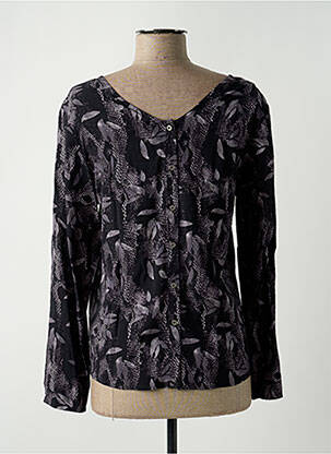 Blouse tissage popeline manches longues noir BROADWAY femme