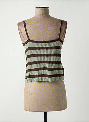 Pull coupe cintrée fines bretelles vert DDP femme
