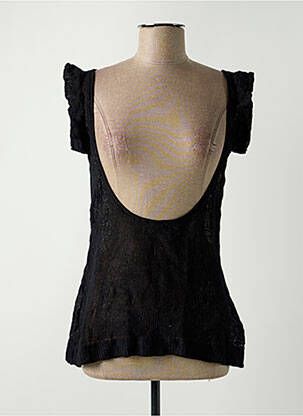 Pull coupe cintrée manches courtes noir DDP femme