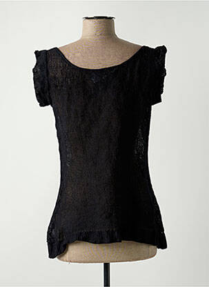 Pull coupe cintrée manches courtes noir DDP femme