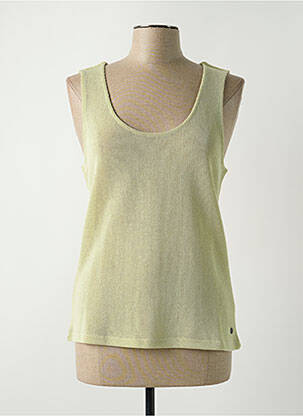 Pull coupe cintrée sans manche vert GARCIA femme