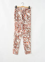 Pantalon droit tissage crêpe taille haute marron GARCIA femme