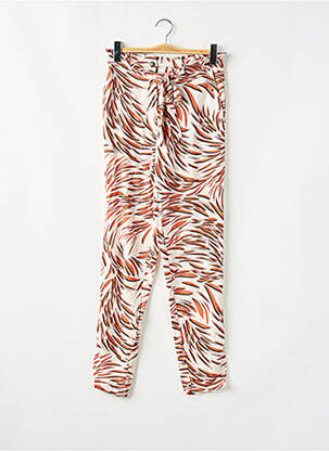 Pantalon droit tissage crêpe taille haute marron GARCIA femme