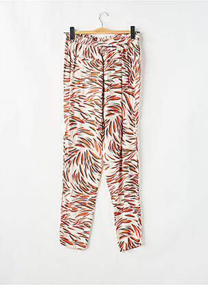 Pantalon droit tissage crêpe taille haute marron GARCIA femme