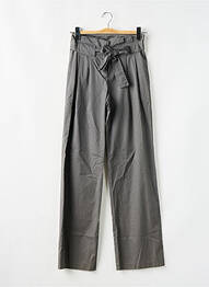 Pantalon droit tissage popeline taille haute gris FLEUR DE SEL femme