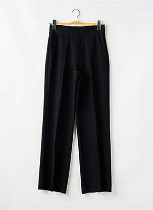 Pantalon droit tissage crêpe taille haute noir BROADWAY femme