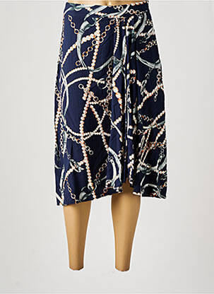 Jupe mi-longue fermeture zip latéral bleu BROADWAY femme