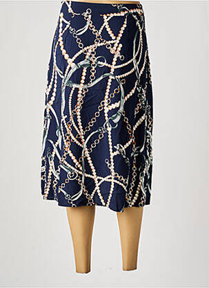 Jupe mi-longue fermeture zip latéral bleu BROADWAY femme