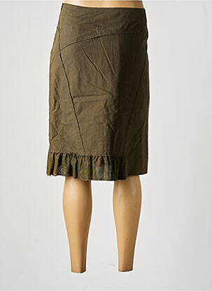 Jupe mi-longue fermeture zip latéral vert FLEUR DE SEL femme