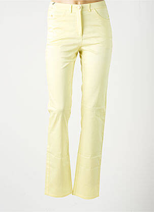 Pantalon slim tissage popeline taille haute jaune PAZ TORRAS femme