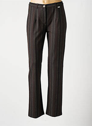 Pantalon droit tissage crêpe taille haute marron LEWINGER femme