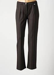 Pantalon droit tissage crêpe taille haute marron LEWINGER femme