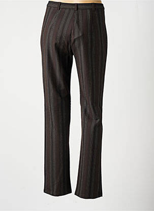 Pantalon droit tissage crêpe taille haute marron LEWINGER femme