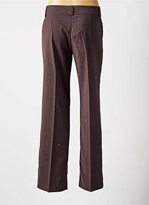Pantalon droit fermeture zippée sous rabat avec crochet taille basse marron S.C FASHION femme