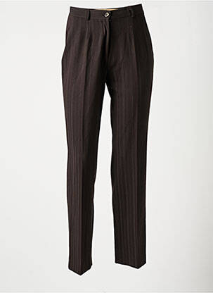 Pantalon droit tissage crêpe taille haute marron C. TA TOI femme
