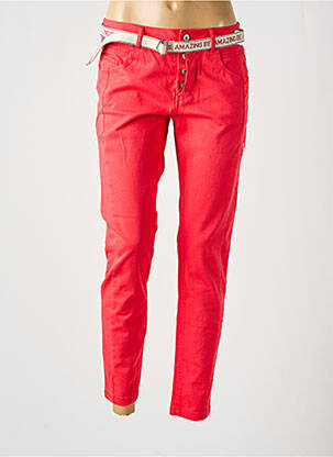 Pantalon chino tissage popeline taille normale rouge BROADWAY femme