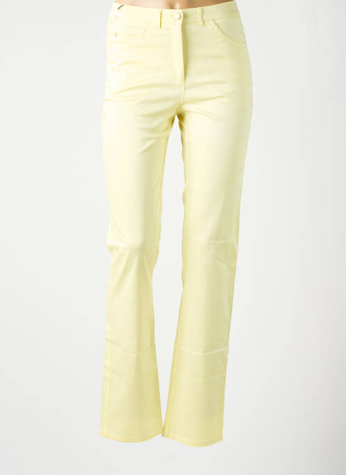 Pantalon slim tissage popeline taille haute jaune PAZ TORRAS femme