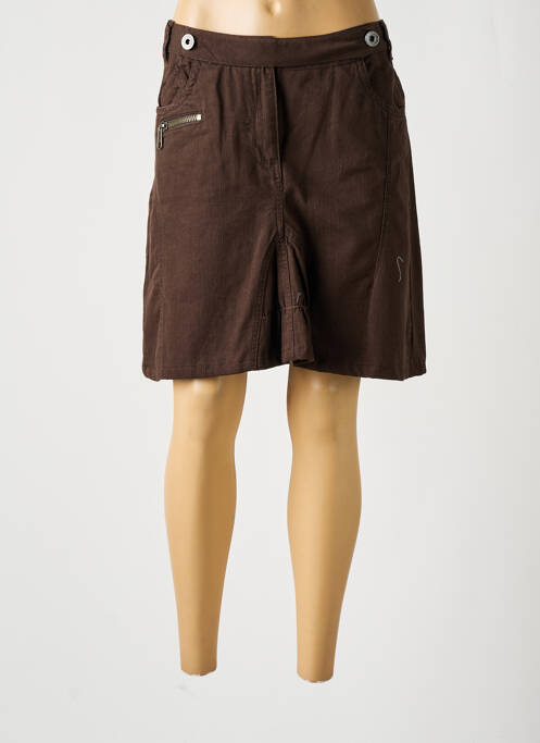 Jupe courte poches marron DOUBLE JEU femme