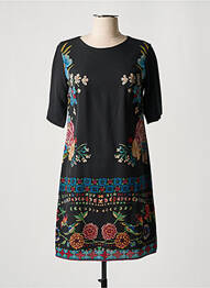 Robe courte fermeture zippée au dos manches courtes noir DESIGUAL femme