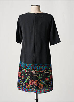 Robe courte fermeture zippée au dos manches courtes noir DESIGUAL femme