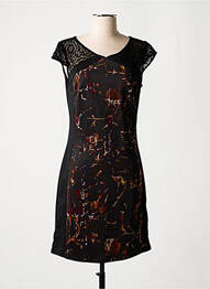Robe courte fermeture zippée au dos manches courtes noir SMASH WEAR femme